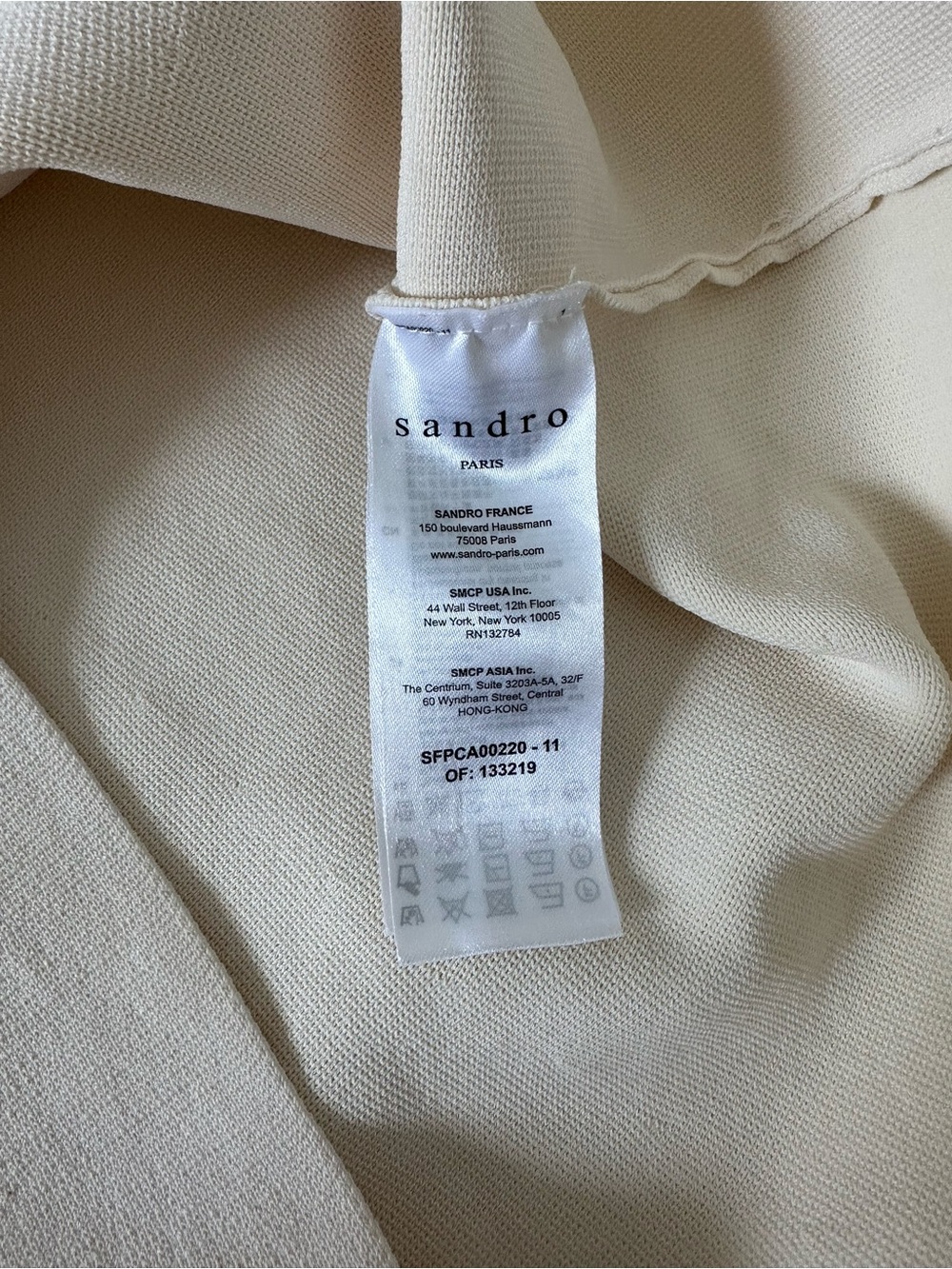 Sandro Cream and Red Dress with Pearl Buttons - Picture 7 of 7